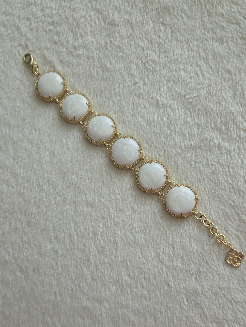 Kendra Scott Ailee Link Bracelet Gold White Mother Of Pearl Vintage